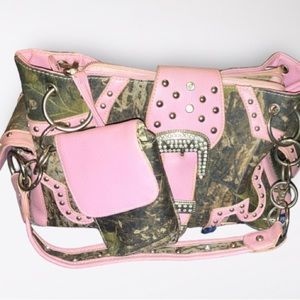 Western Style Camouflage Purse Concho Buckle